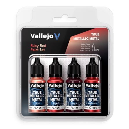 Vallejo True Metallic Metal Rojo Rubí 77254 Set TMM